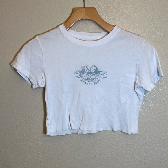 Brandy Melville Tops - John Galt Brandy Melville White Heaven Sent Cropped Shirt
